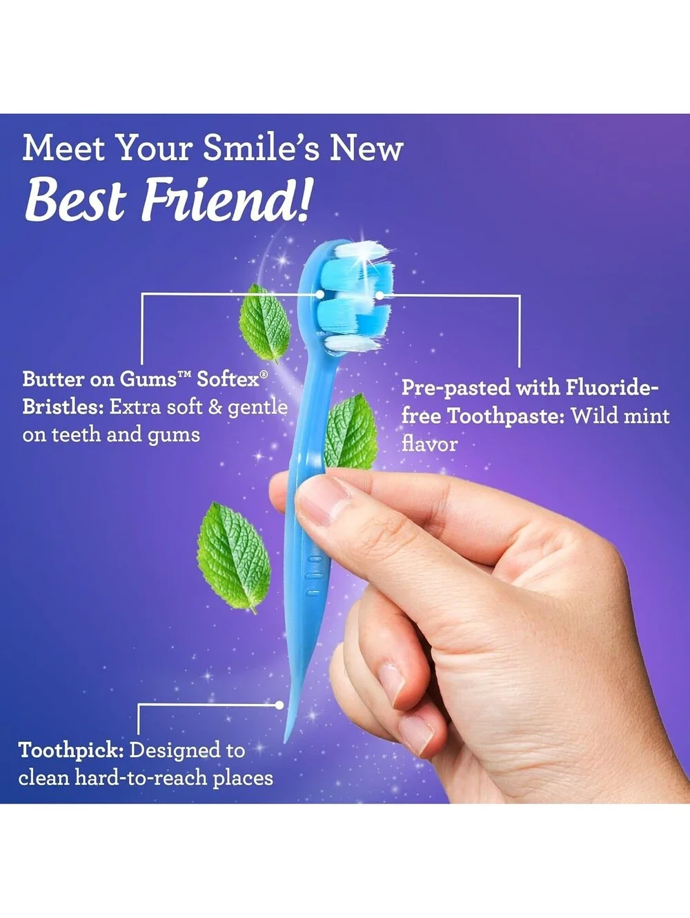 GuruNanda Butter on Gums Pre-Pasted Toothbrushes 70 Ct Wild Mint NEW